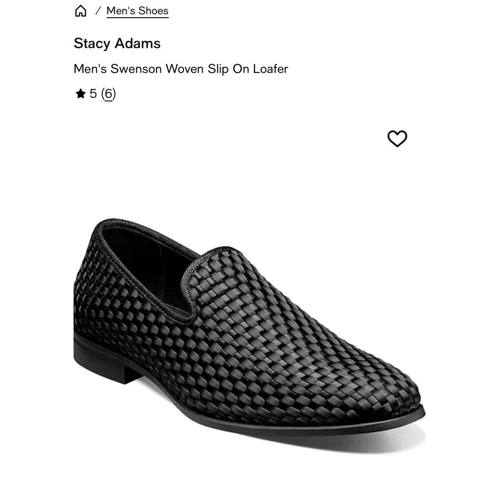 Stacy Adams Swenson Shoes Mens Size 11 Black Woven Slip On Dress Loafers New